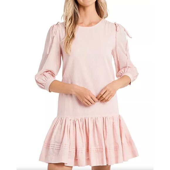 CeCe Clip Dot Ruffle Hem Dress Pink 100% cotton Summer Dress NWT MSRP $129 - Picture 1 of 12